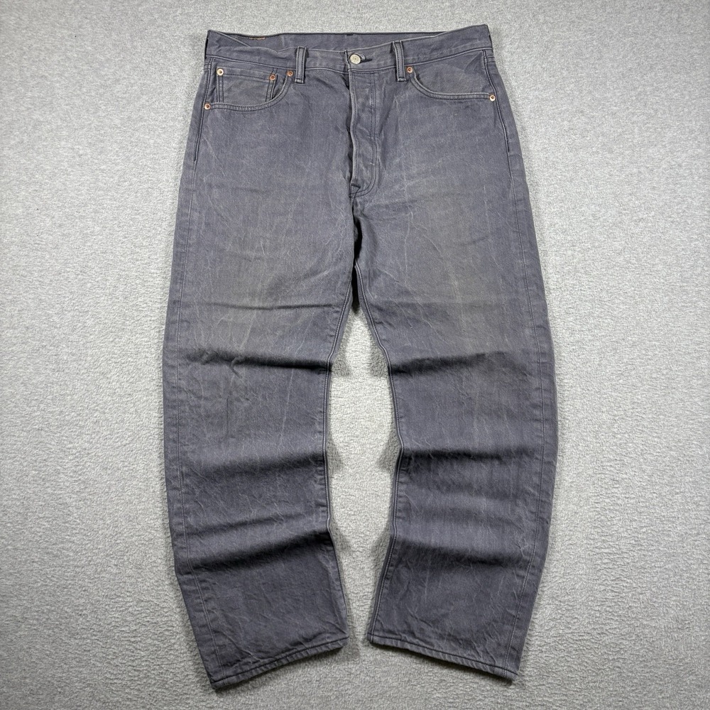 Levis 501 White Oak Cone Denim Jeans Mens 36x30 Grey Charcoal Button Fly Wash